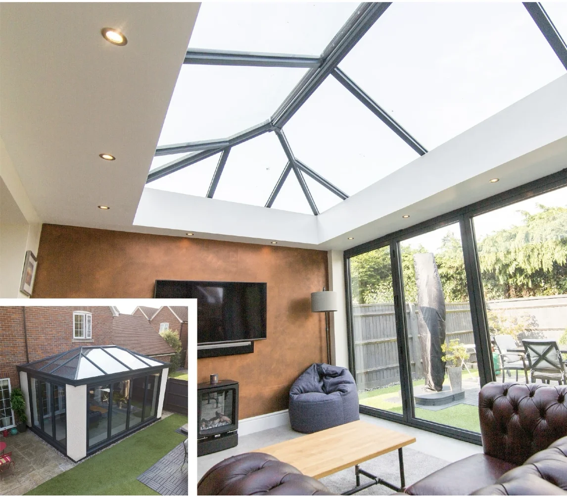 Interior and exterior view of new home extension