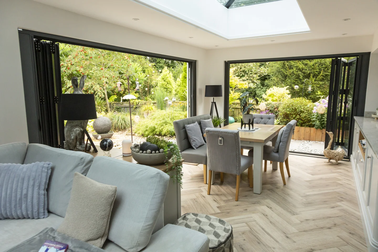 Modern family living with sleek decor and furniture