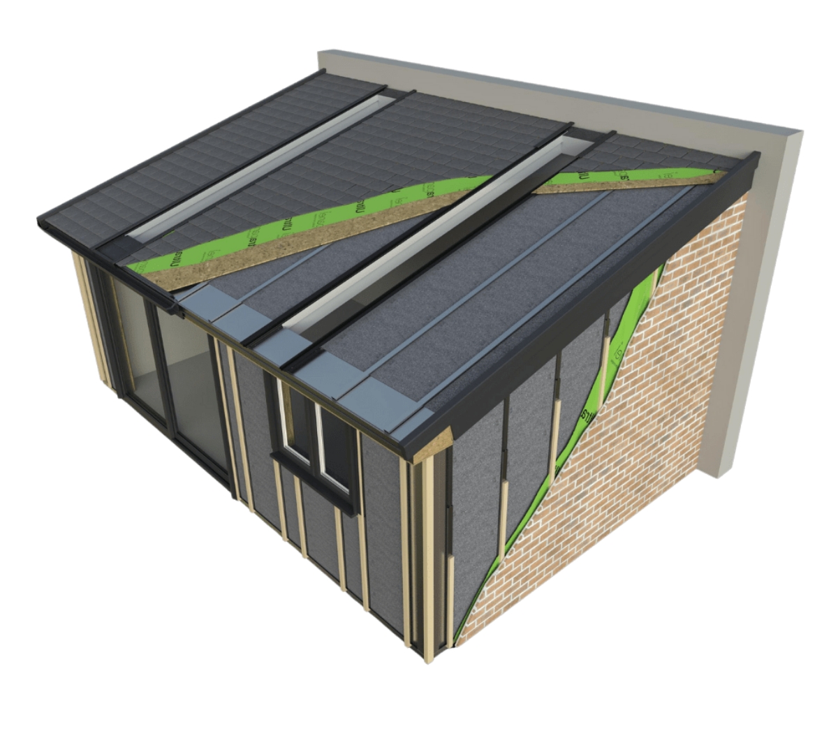 Illustration of hup! extension with doors and windows